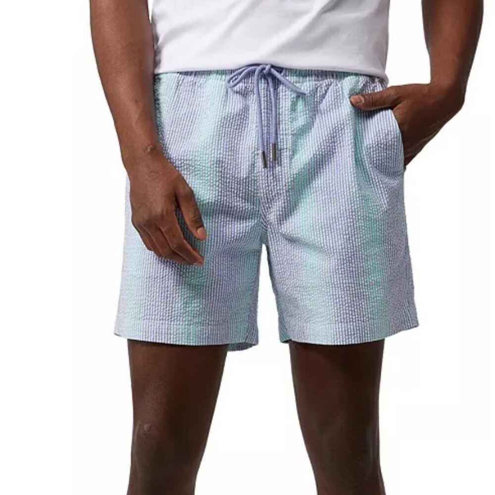 NWT Psycho Bunny Turbin Seersucker Stripe Regular Fit Drawstring Shorts
